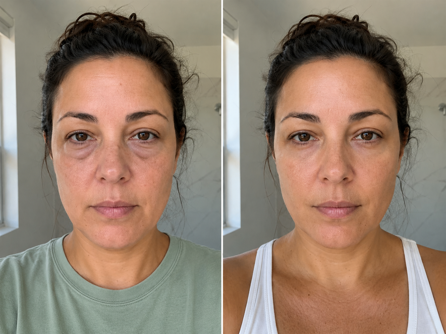 Before and after - under-eye puffiness
