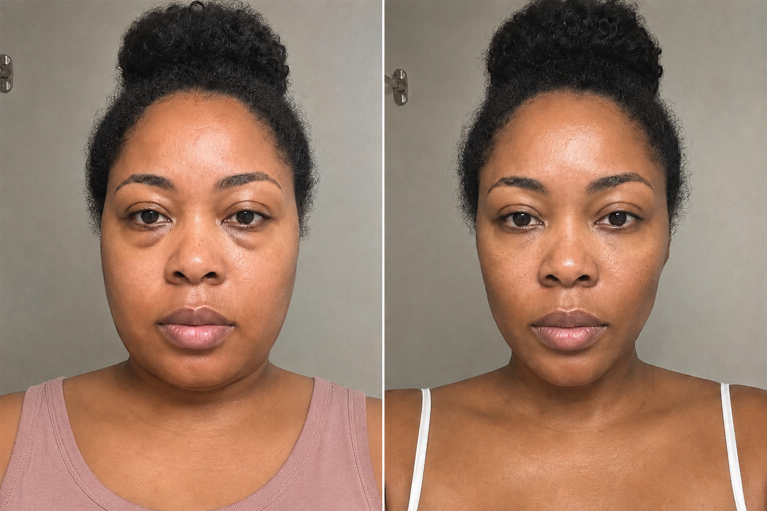 Before and after - cheeks and under-eye