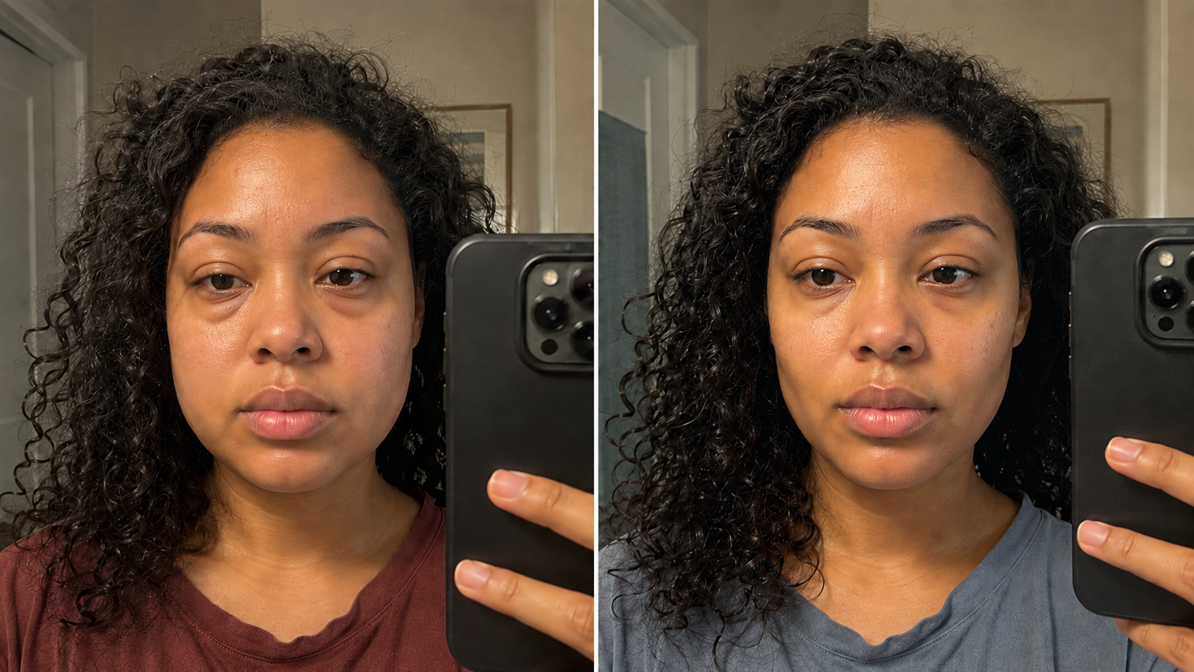 Before and after - morning puffiness