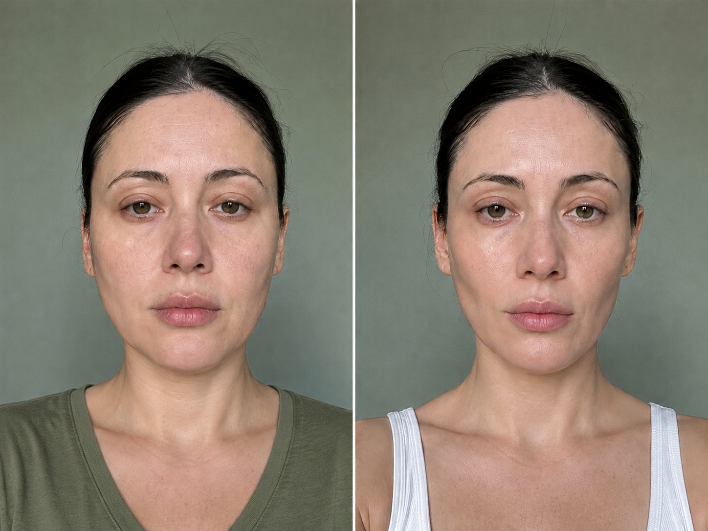 Before and after - face and jawline